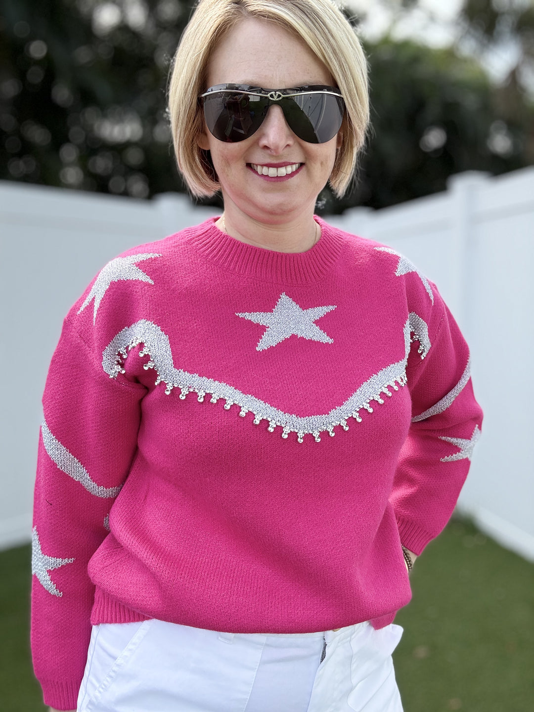 Rhinestone Wrangler Hot Pink Sweater - Reg & Curvy