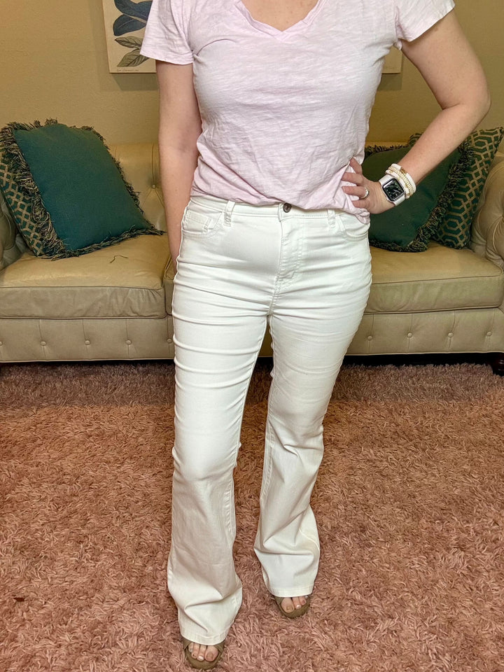 White Denim Bootcut Jeans - Reg & Curvy