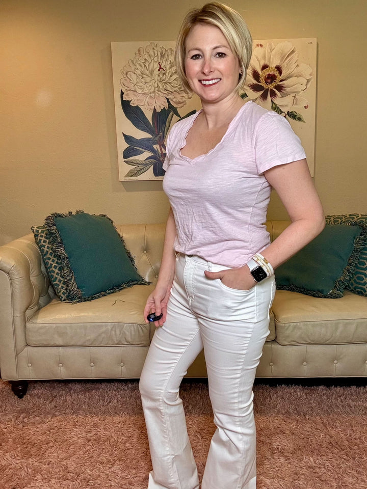 White Denim Bootcut Jeans - Reg & Curvy