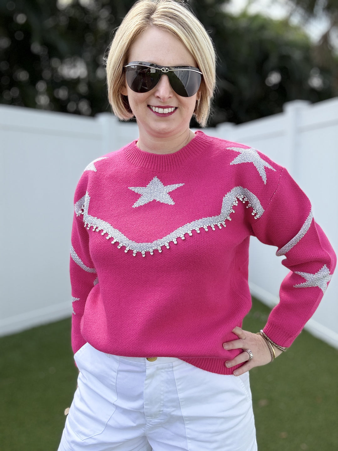 Rhinestone Wrangler Hot Pink Sweater - Reg & Curvy