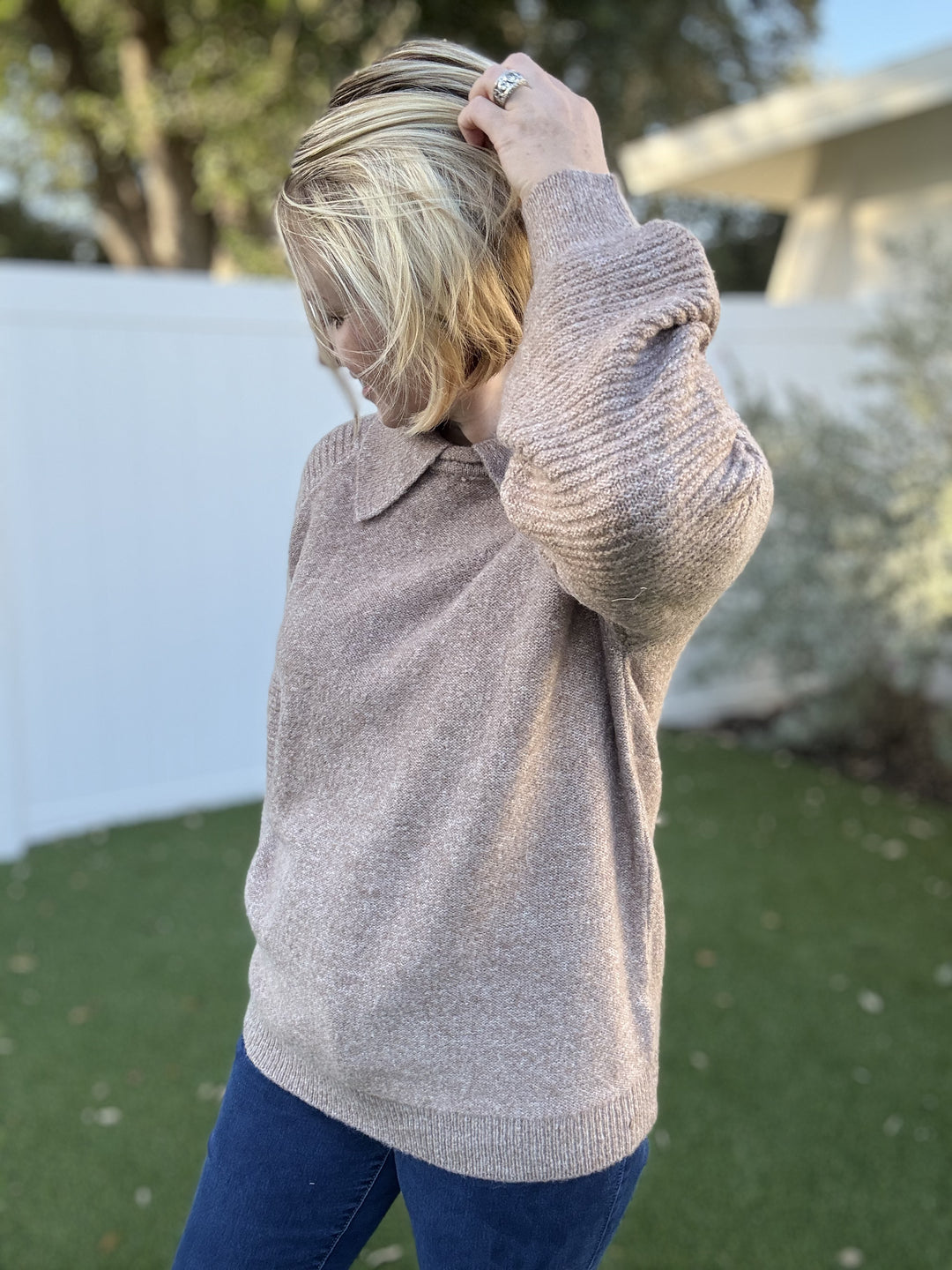 Taupe Peter Pan Collared Sweater