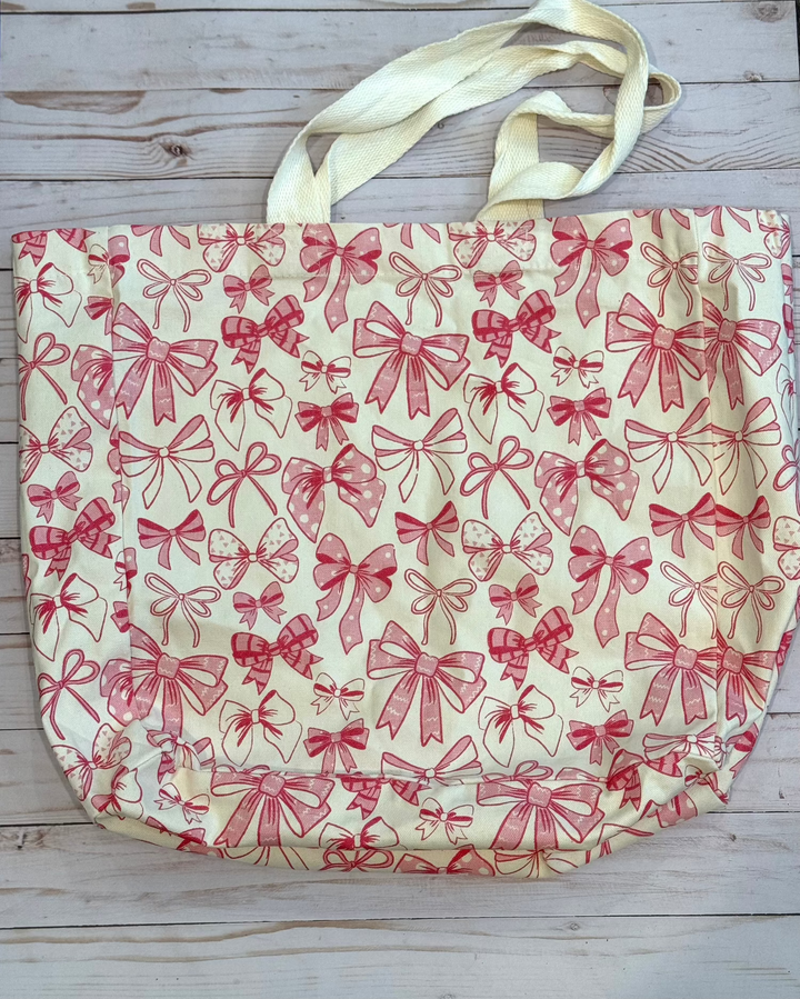 Pink Bows Canvas Tote Bag