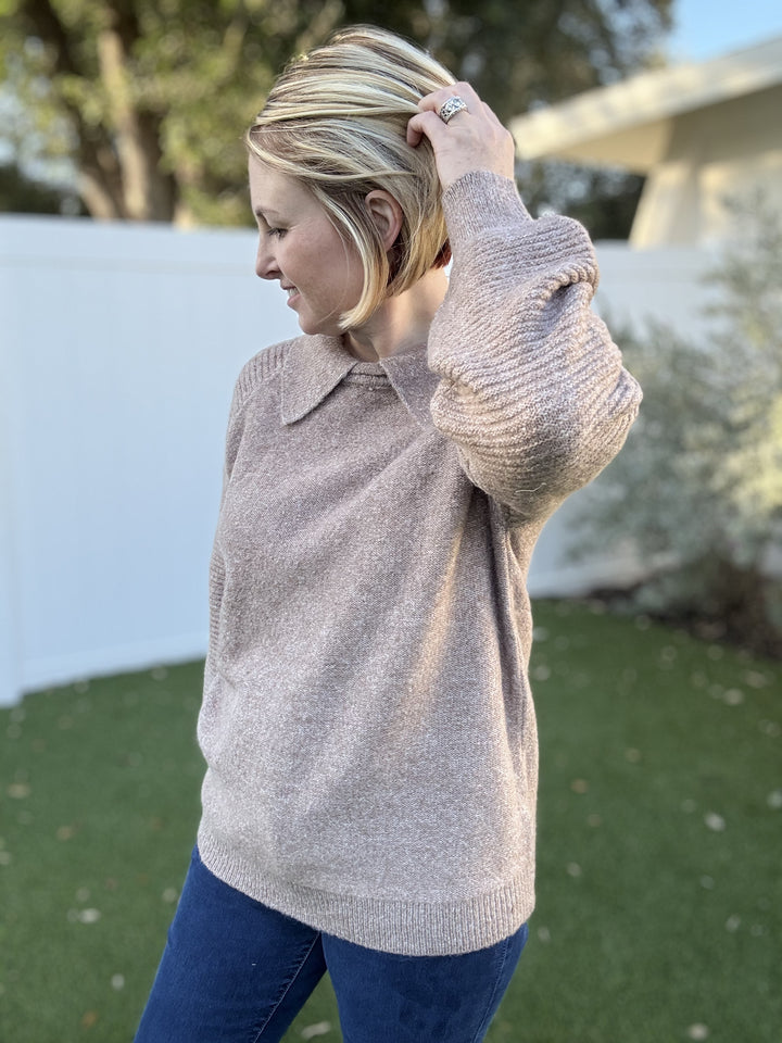 Taupe Peter Pan Collared Sweater