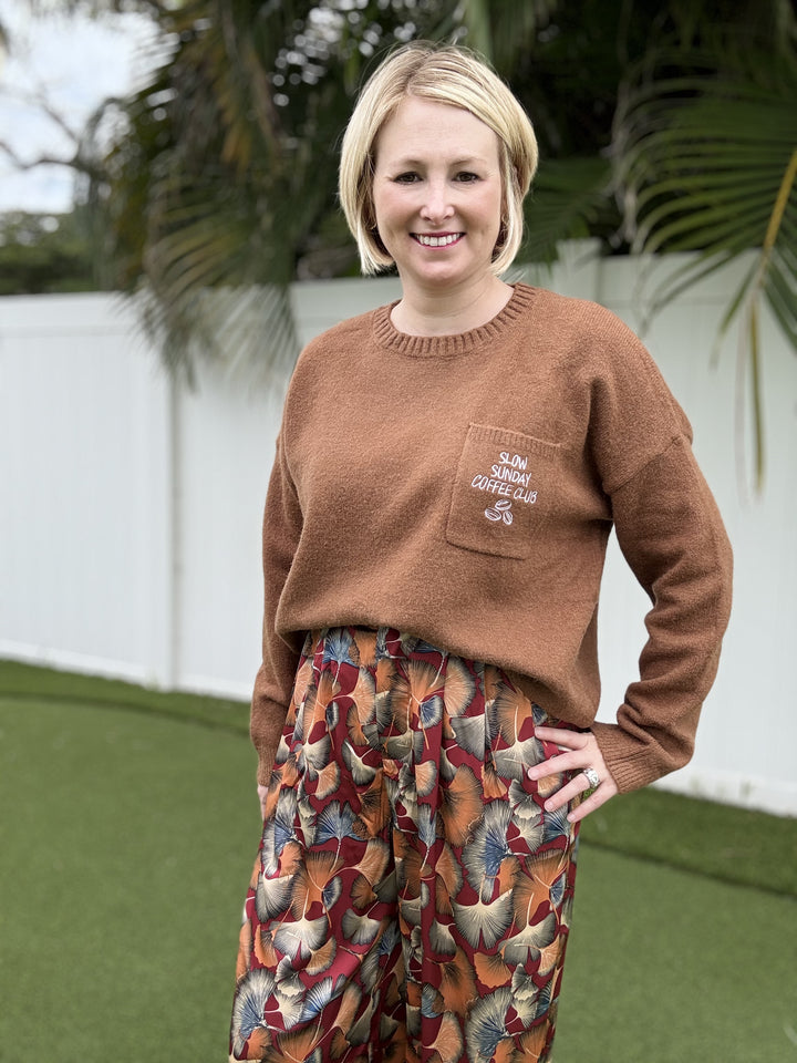 Slow Sunday Coffee Club Pullover Sweater