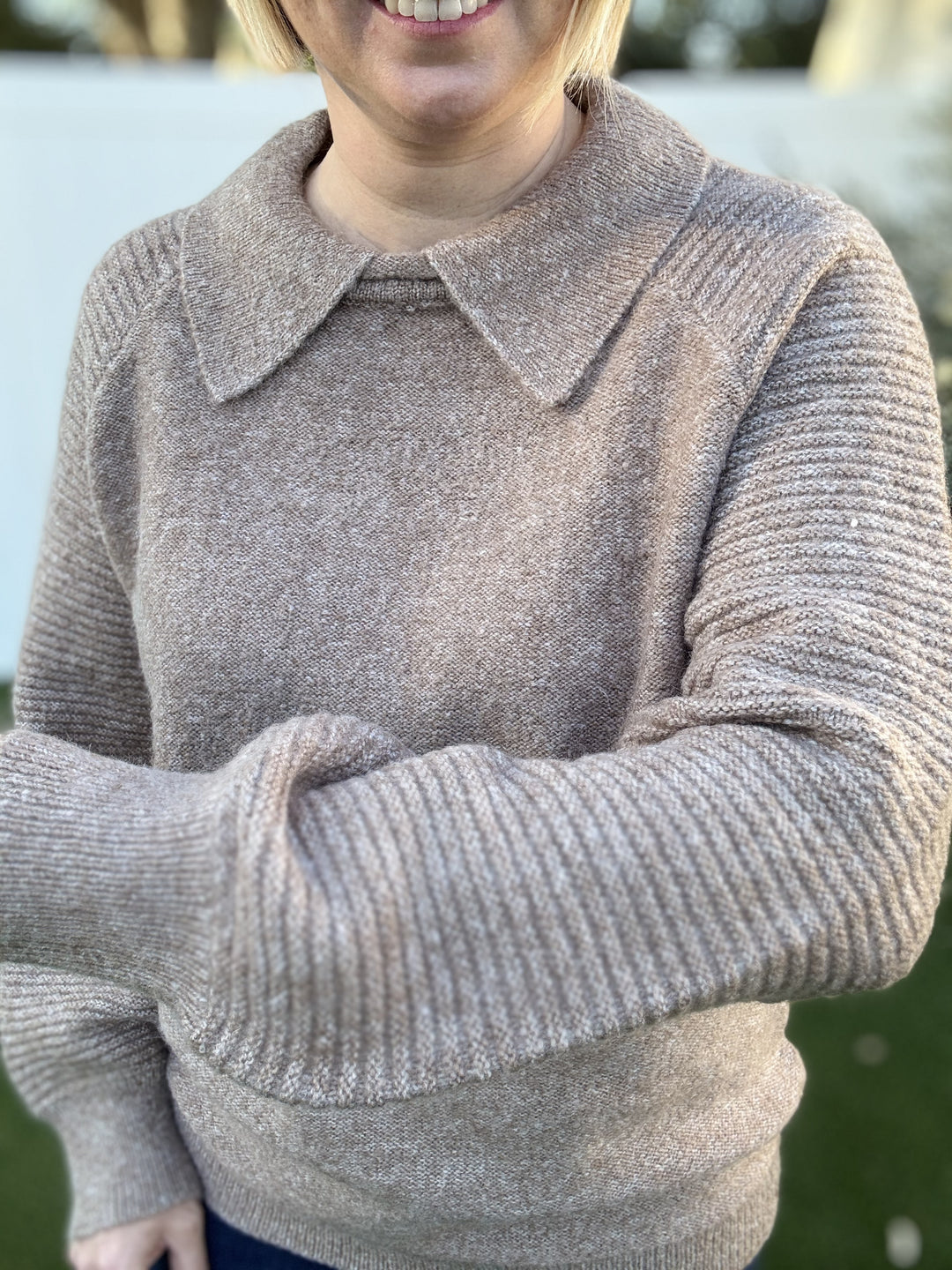 Taupe Peter Pan Collared Sweater