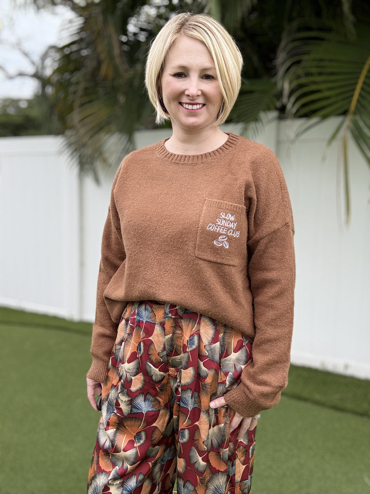 Slow Sunday Coffee Club Pullover Sweater