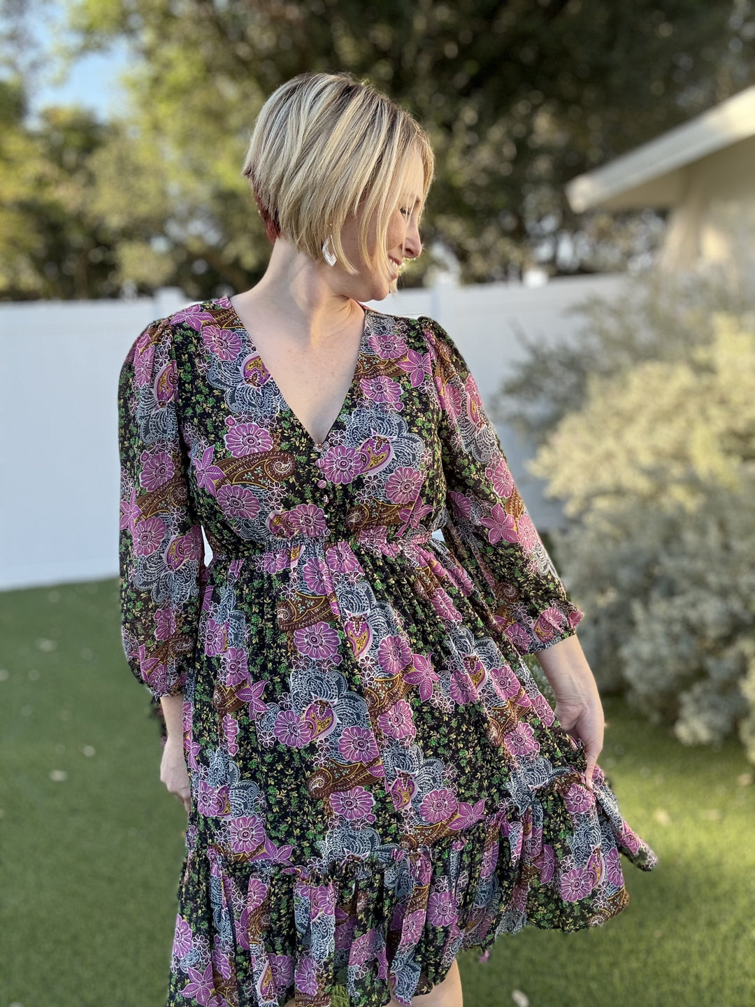 Floral Print Ruffle Dress