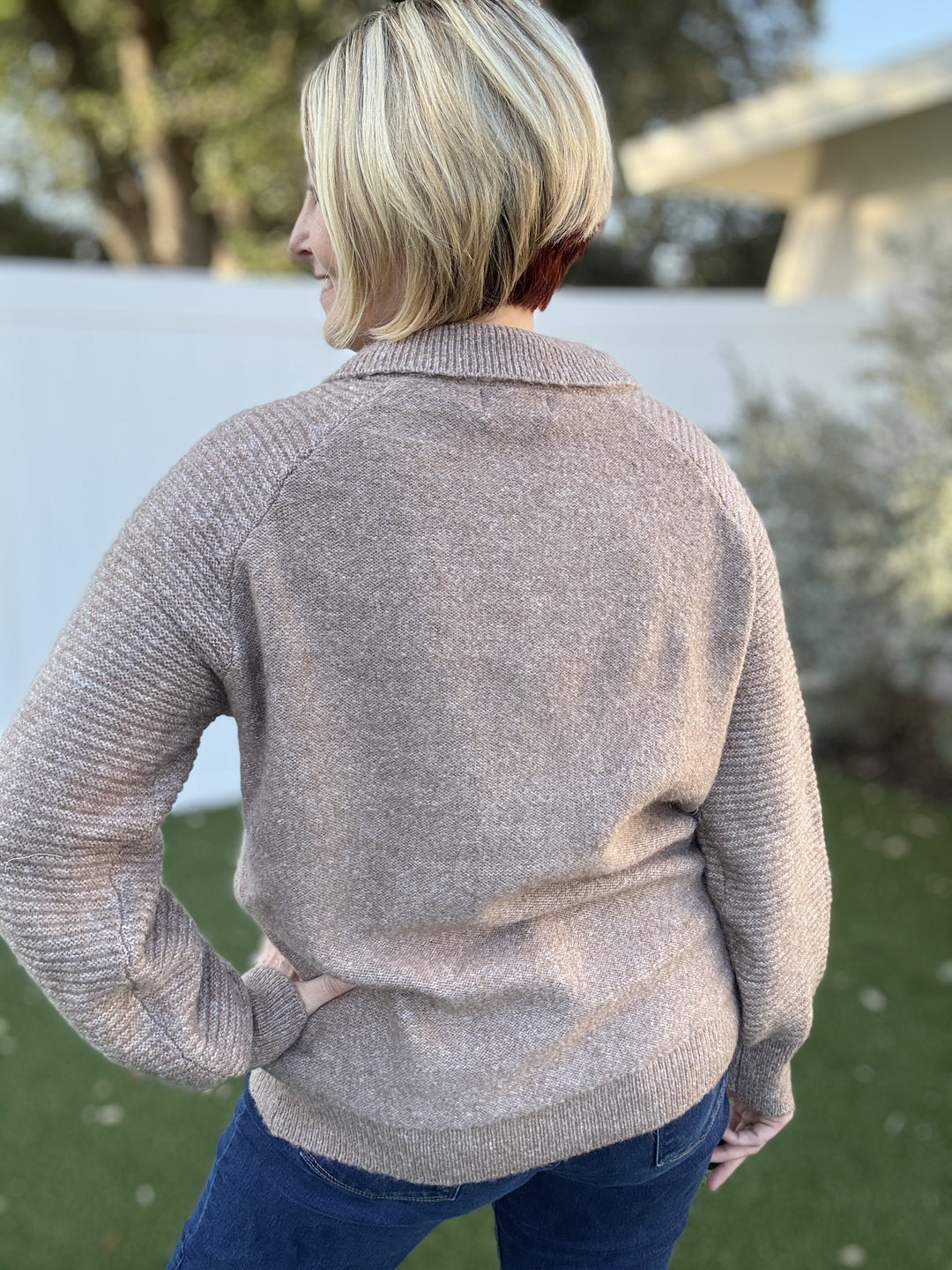 Taupe Peter Pan Collared Sweater