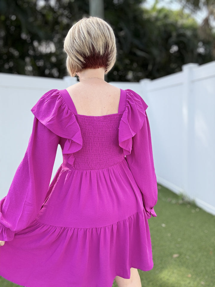 Magenta Tiered Dress with Ruffles - Reg & Curvy