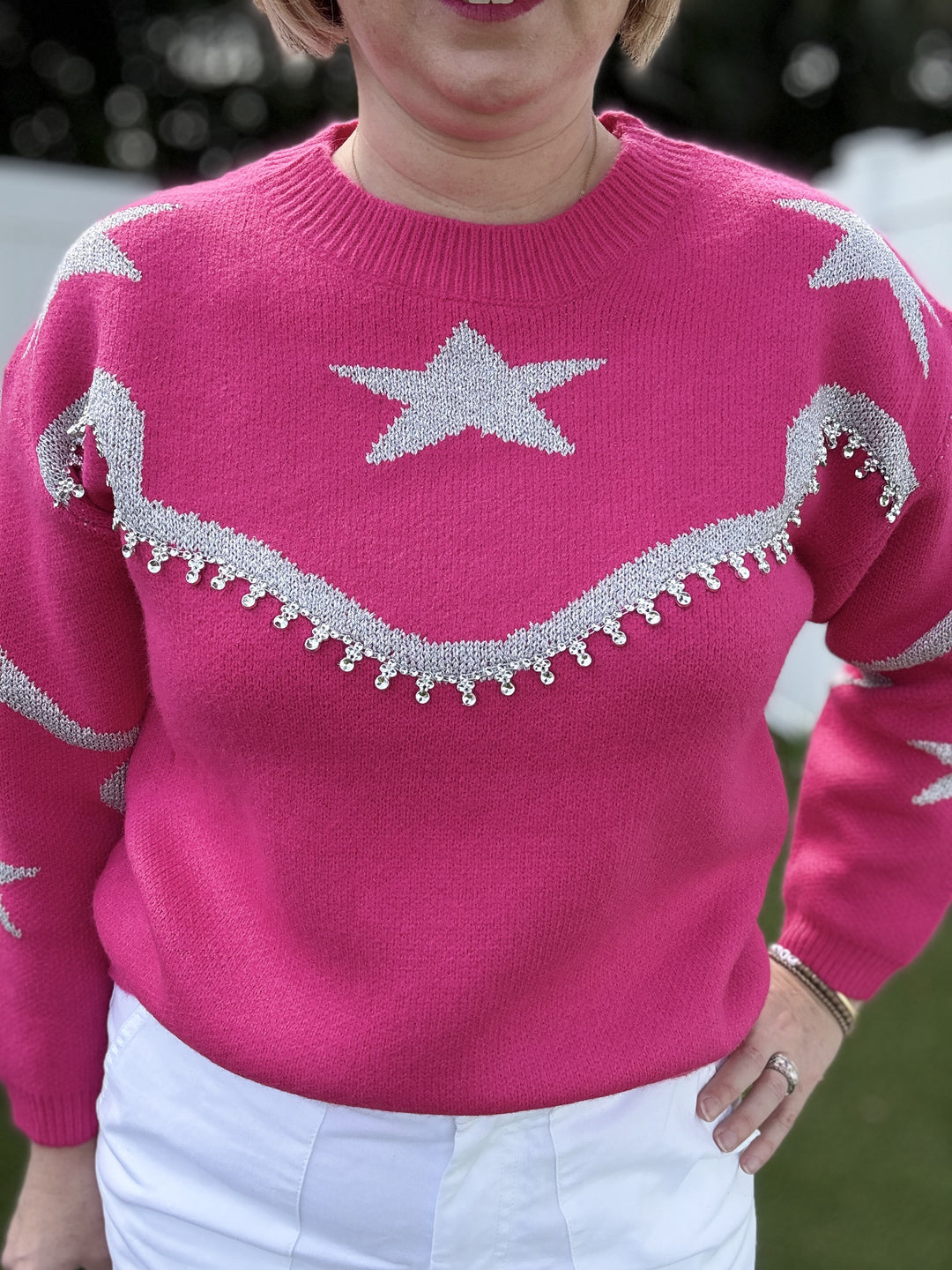 Rhinestone Wrangler Hot Pink Sweater - Reg & Curvy