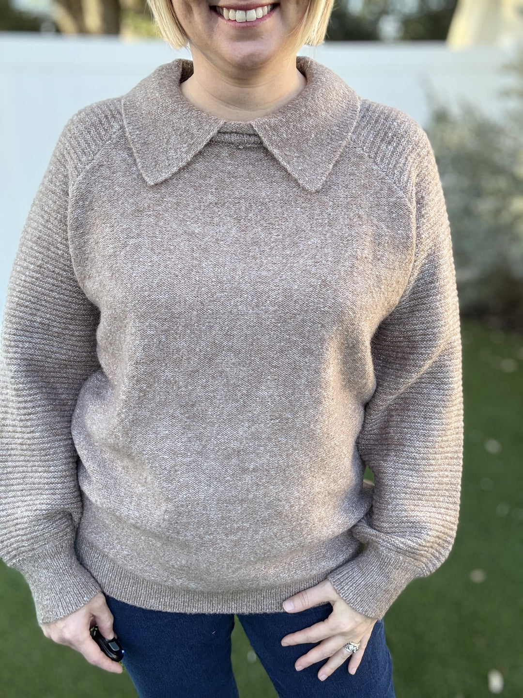 Taupe Peter Pan Collared Sweater