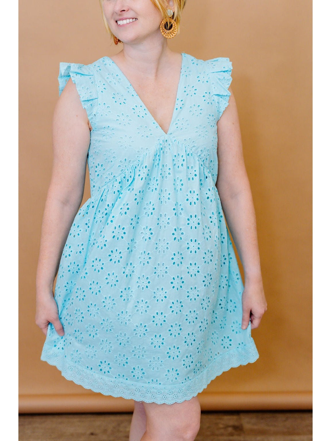A-Line Flare Eyelet Cotton Mini Dress - Lolo Viv Boutique