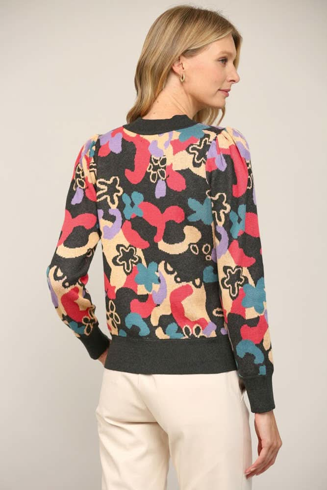 Abstract Jacquard Knit Sweater - Lolo Viv Boutique