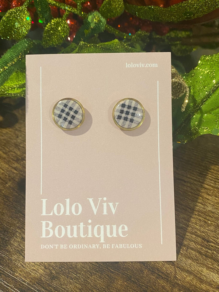 Black and White Plaid Earrings - Lolo Viv Boutique