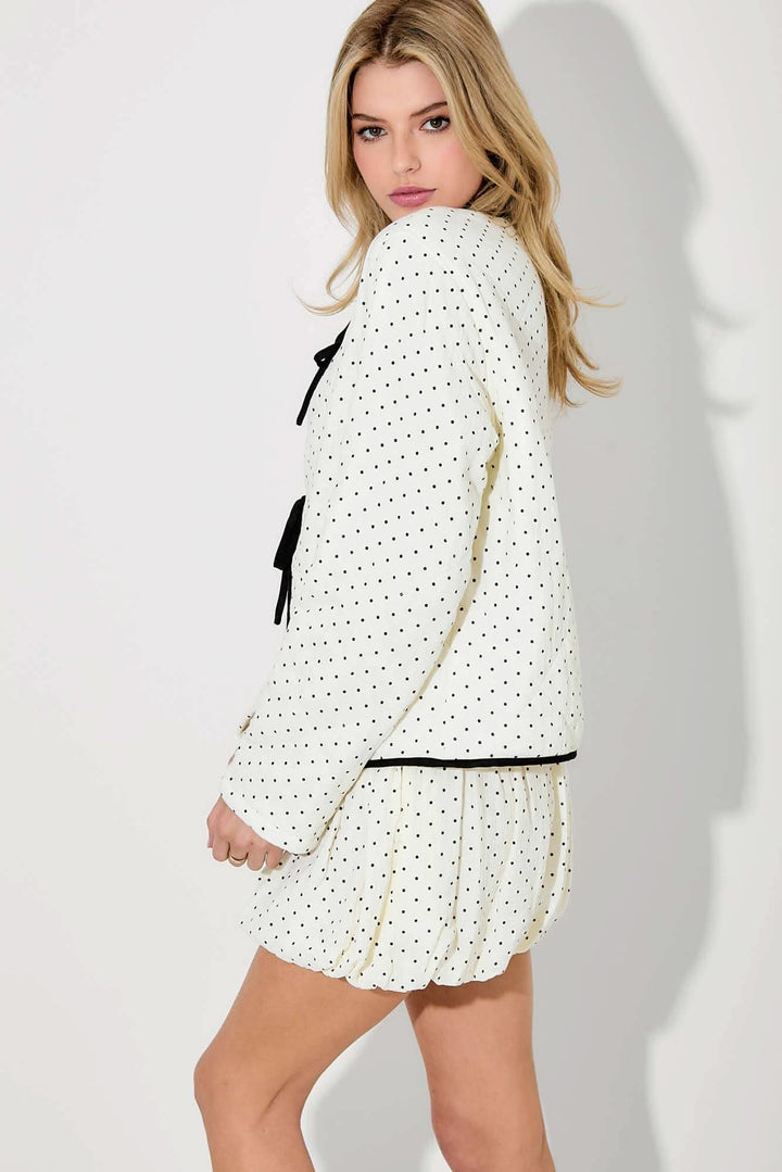 Black and White Polka Dot Quilted Jacket - Lolo Viv Boutique