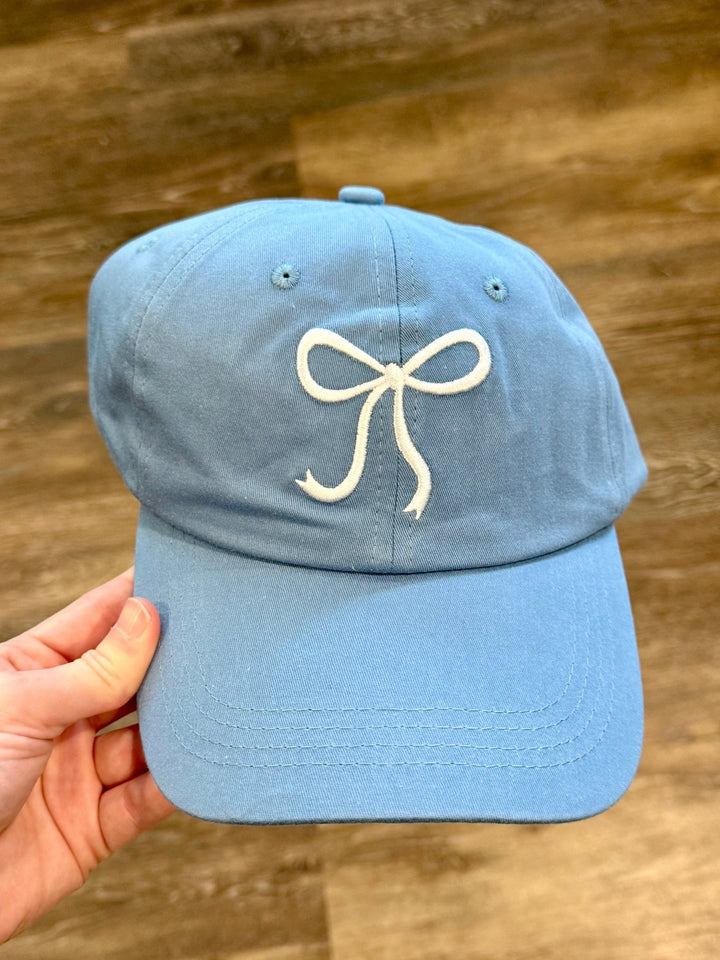 Blue and White Bow Baseball Cap - Lolo Viv Boutique