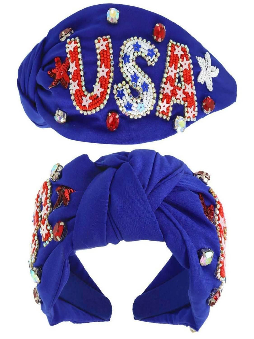 Blue Beaded USA Headband - Lolo Viv Boutique