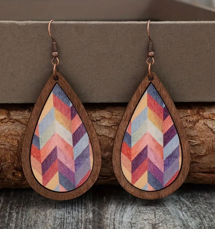 Boho Chevron Teardrop Earrings - Lolo Viv Boutique