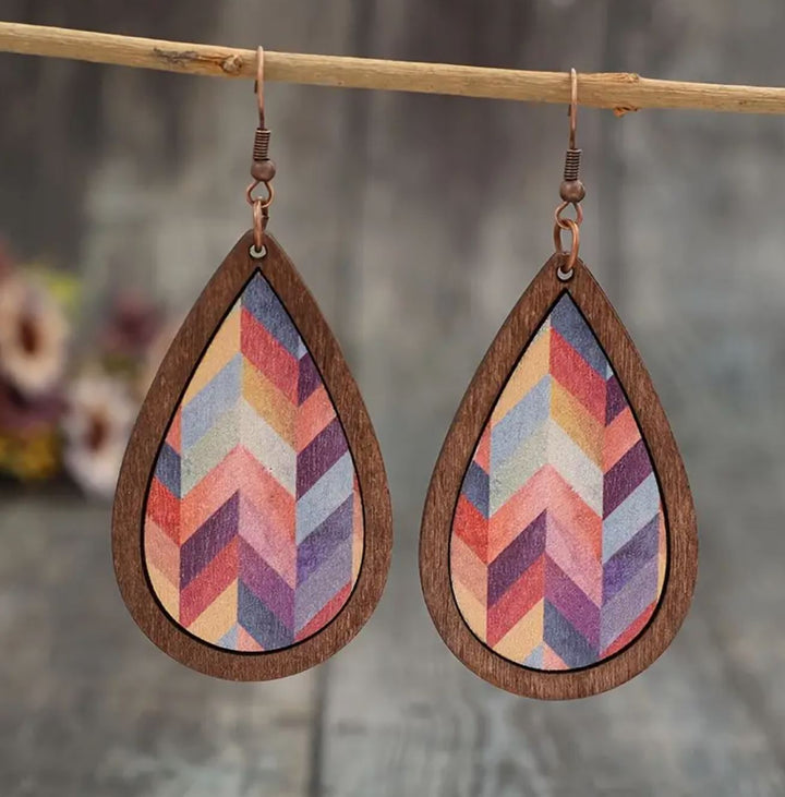 Boho Chevron Teardrop Earrings - Lolo Viv Boutique