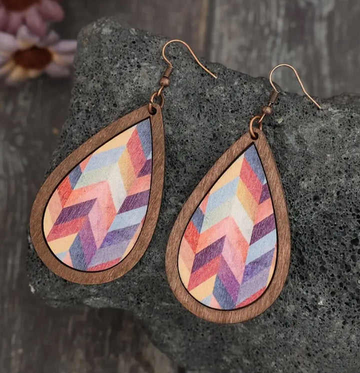 Boho Chevron Teardrop Earrings - Lolo Viv Boutique