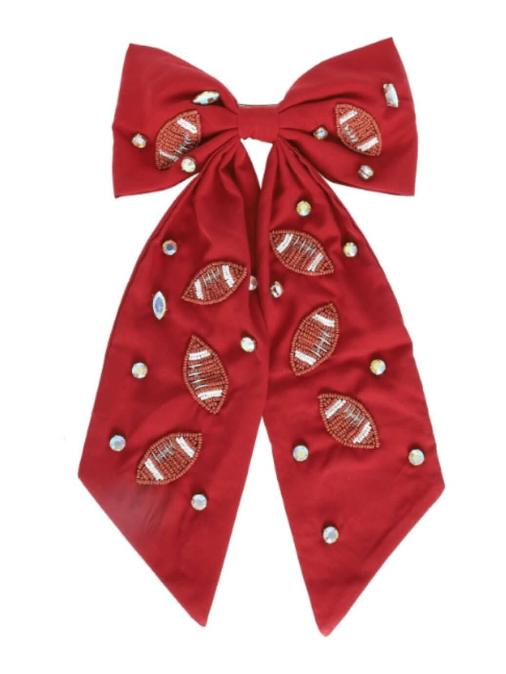 Burgundy Beaded Game Day Hair Bow - Lolo Viv Boutique