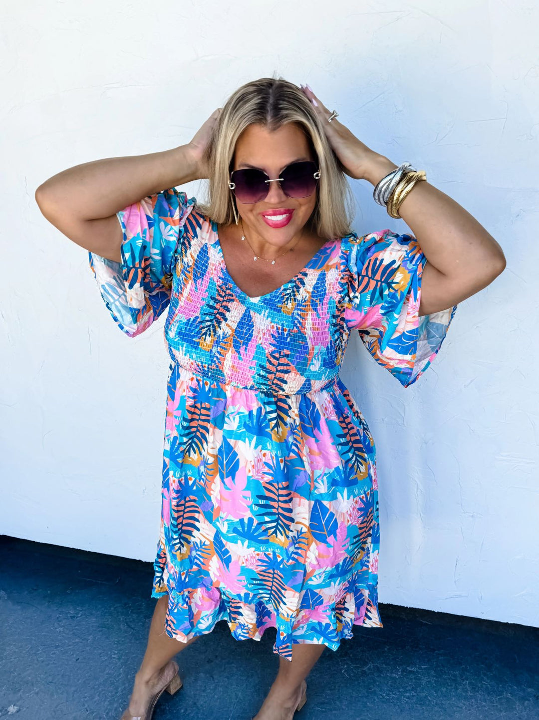 Cabana Days Smocked Dress - Reg & Curvy - Lolo Viv Boutique