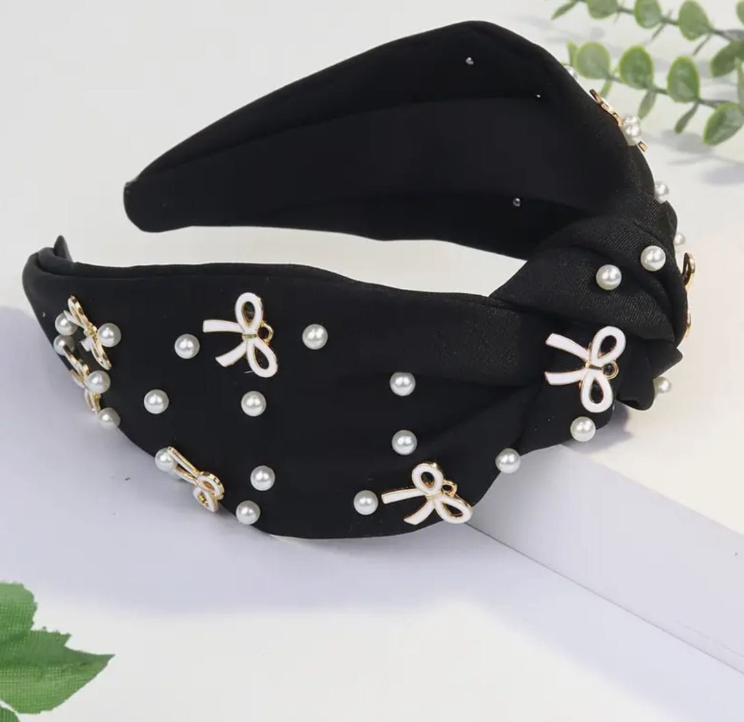 Classic Bow & Pearl Headbands - 2 Colors - Lolo Viv Boutique