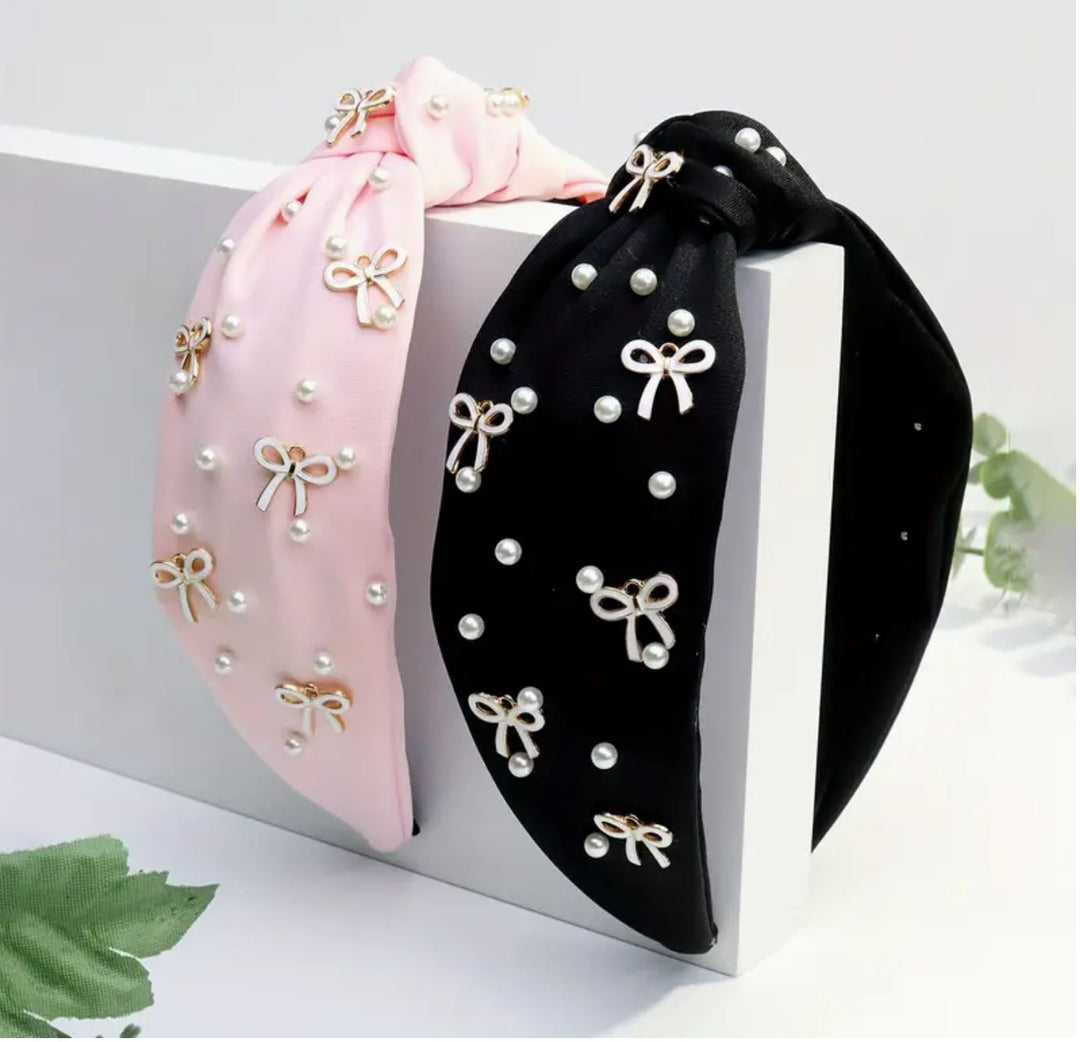 Classic Bow & Pearl Headbands - 2 Colors - Lolo Viv Boutique