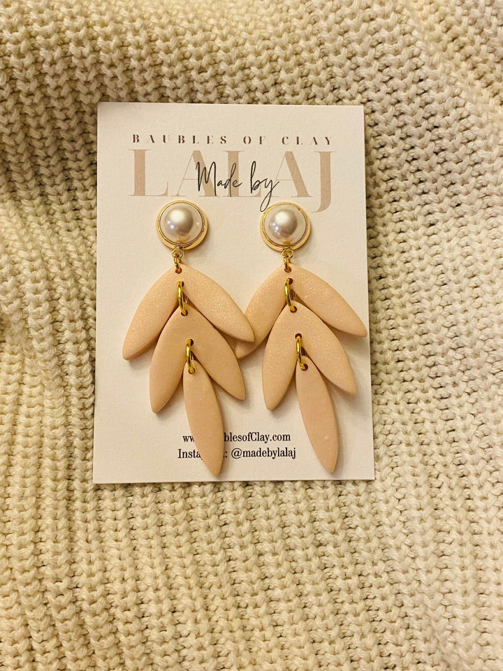 Classy Leaf Earrings with Pearl Stud - Lolo Viv Boutique