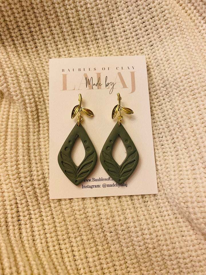 Clay Leaf Dangle Earrings - Lolo Viv Boutique