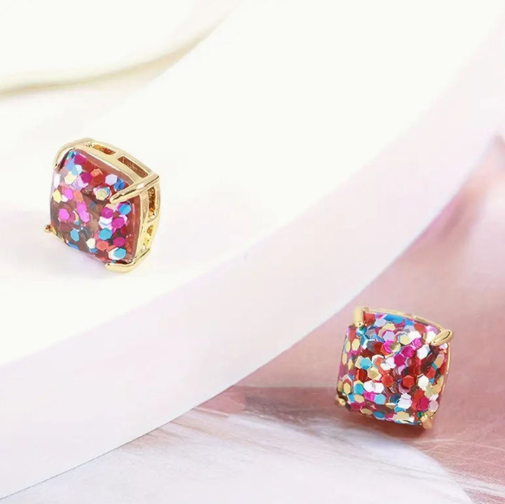 Colorful Glitter Stud Earrings - Lolo Viv Boutique