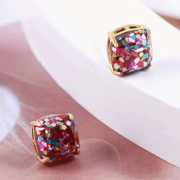 Colorful Glitter Stud Earrings - Lolo Viv Boutique