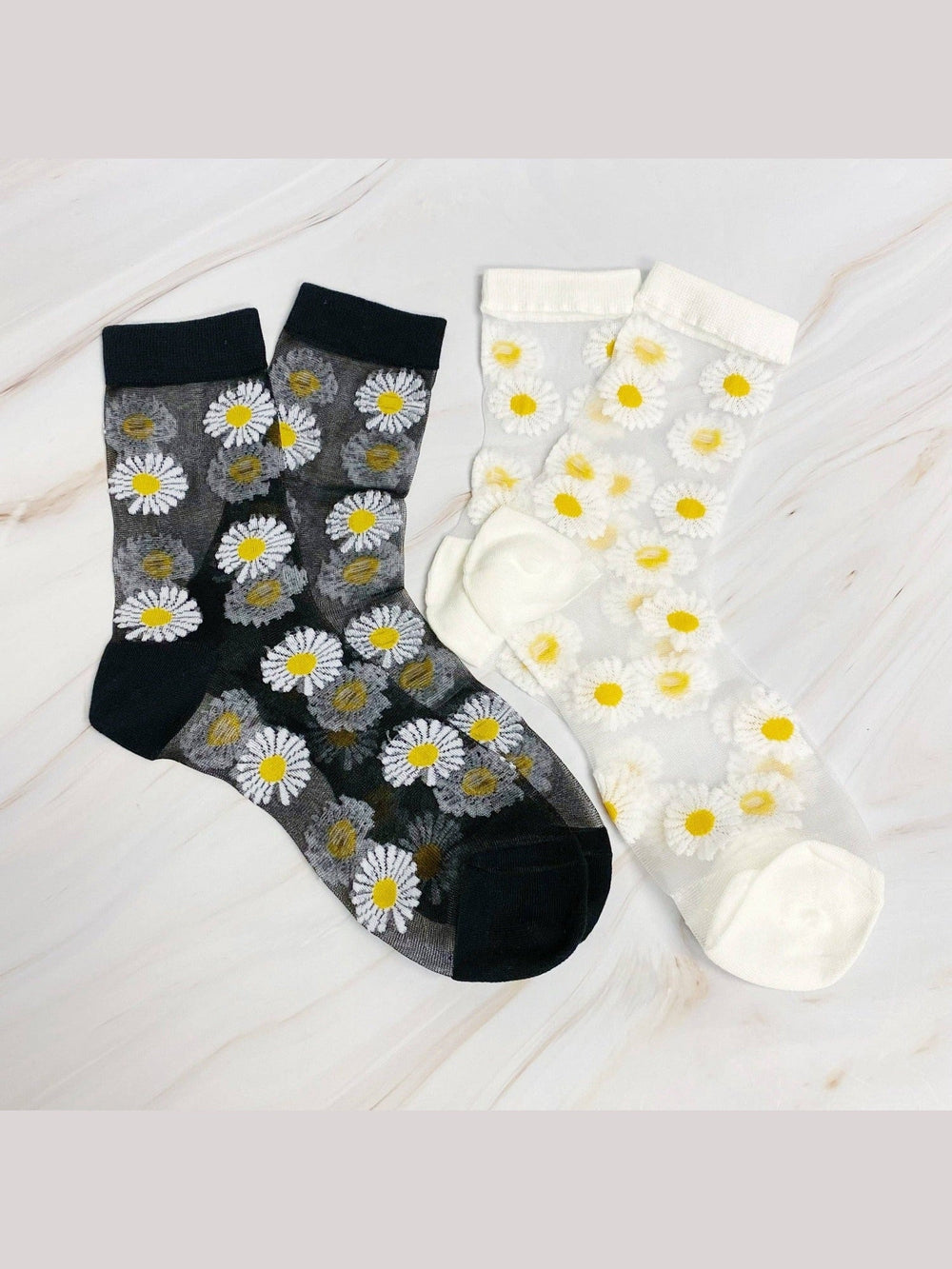 Daisy Field Sheer Socks Set Of 2 Pairs - Lolo Viv Boutique