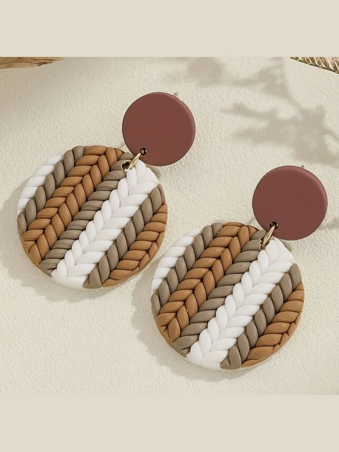 Disc Acrylic Weave Patterned Earrings - Lolo Viv Boutique