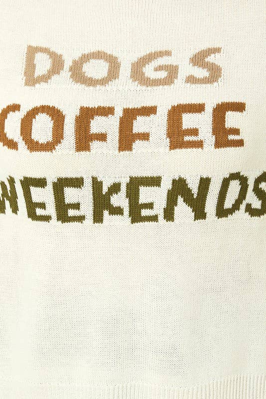 Dog Coffee Weekends Sweater - Curvy - Lolo Viv Boutique