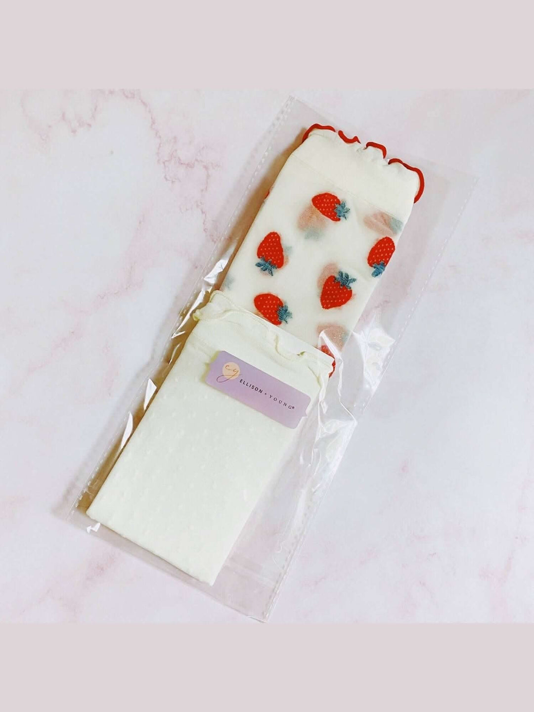 Dots And Strawberries Sheer Socks Set Of 2 Pairs - Lolo Viv Boutique