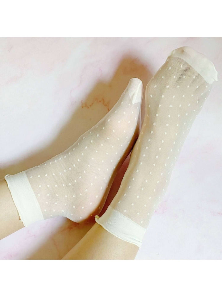 Dots And Strawberries Sheer Socks Set Of 2 Pairs - Lolo Viv Boutique