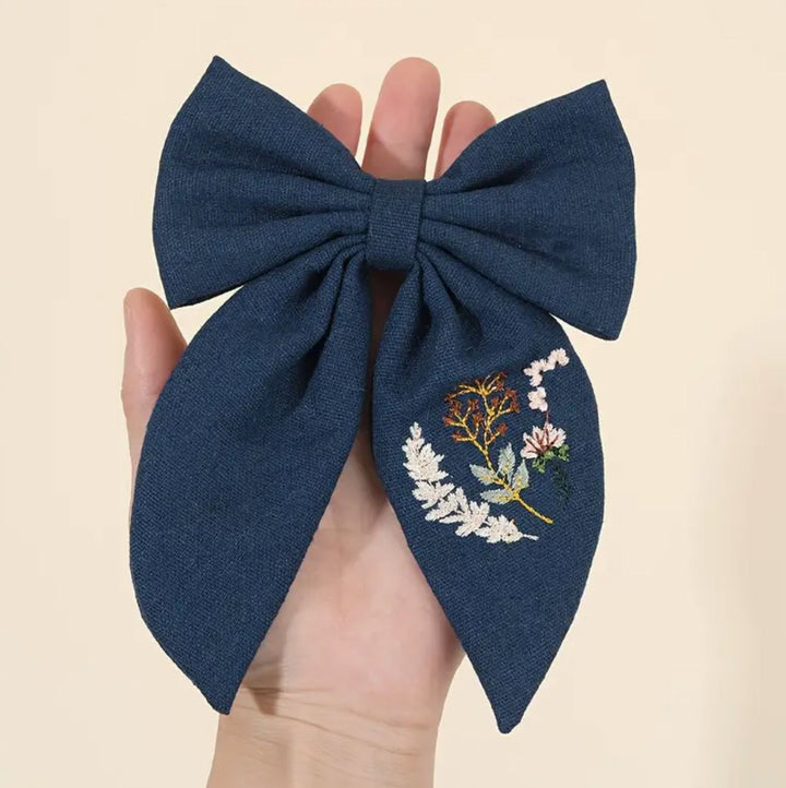 Enchanting Navy Floral Bow - Lolo Viv Boutique