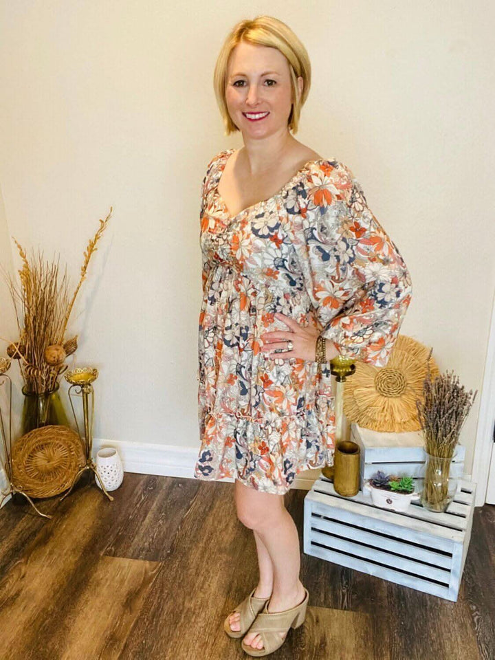 Fall Floral Dress with Autumn Hues - Lolo Viv Boutique