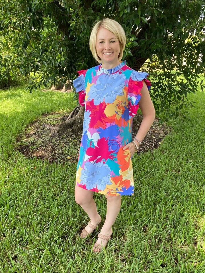 Floral Dress with Pockets and Ruffle Sleeves - Lolo Viv Boutique