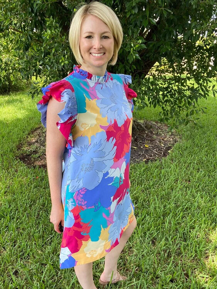 Floral Dress with Pockets and Ruffle Sleeves - Lolo Viv Boutique