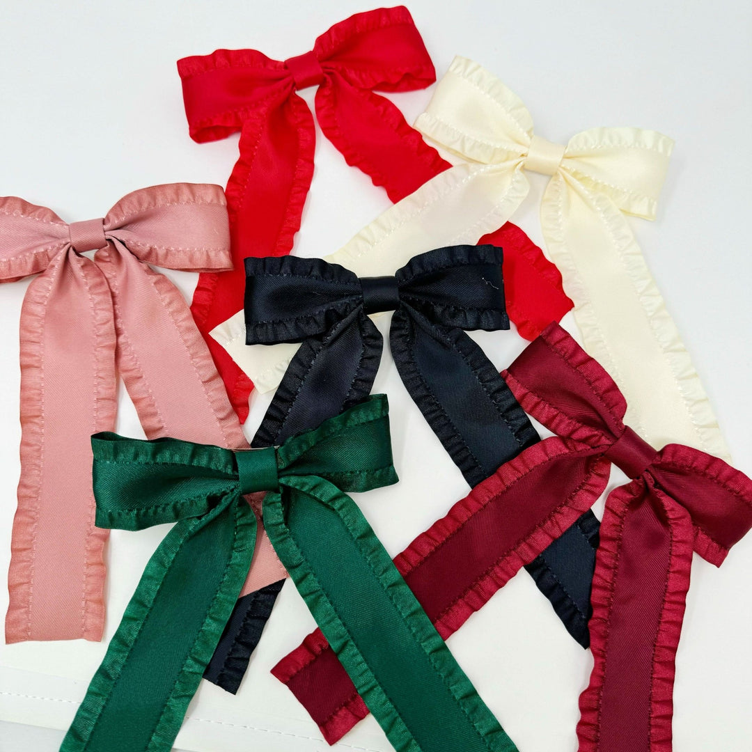 Frill Bow Hair Clip - 3 Colors - Lolo Viv Boutique