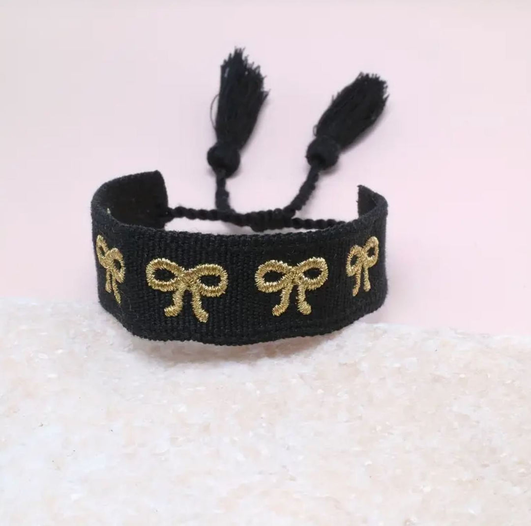 Golden Bow Adjustable Fabric Bracelet - 2 Colors - Lolo Viv Boutique