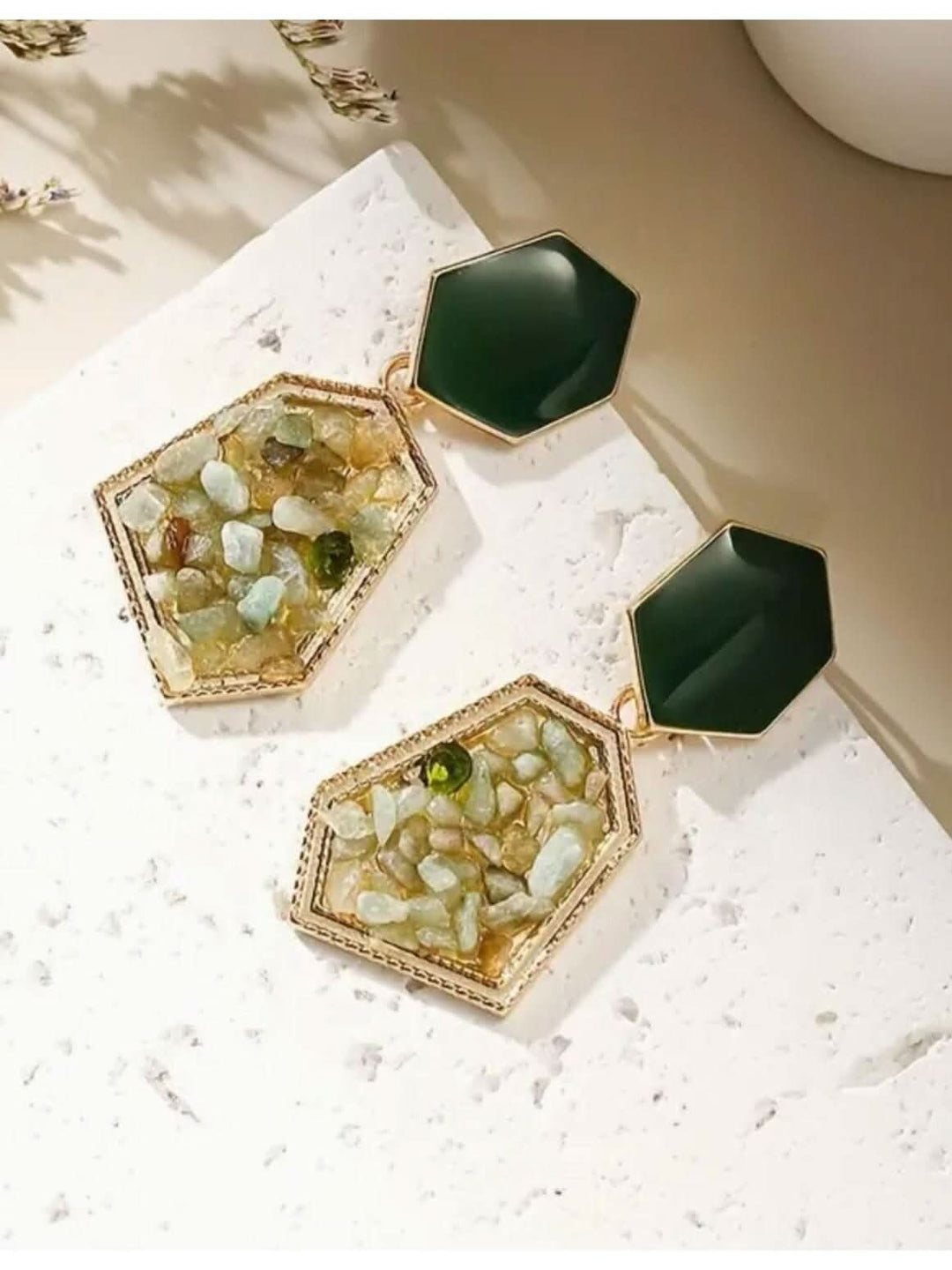 Green Gem Earrings - Lolo Viv Boutique