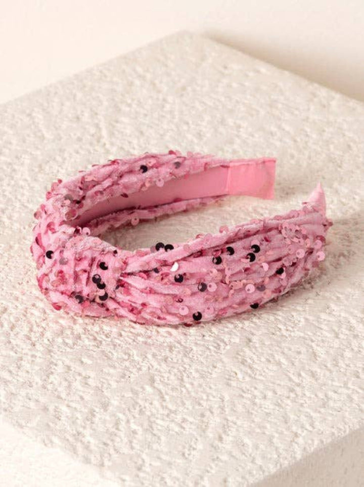 Knotted Pink Sequins Headband - Lolo Viv Boutique