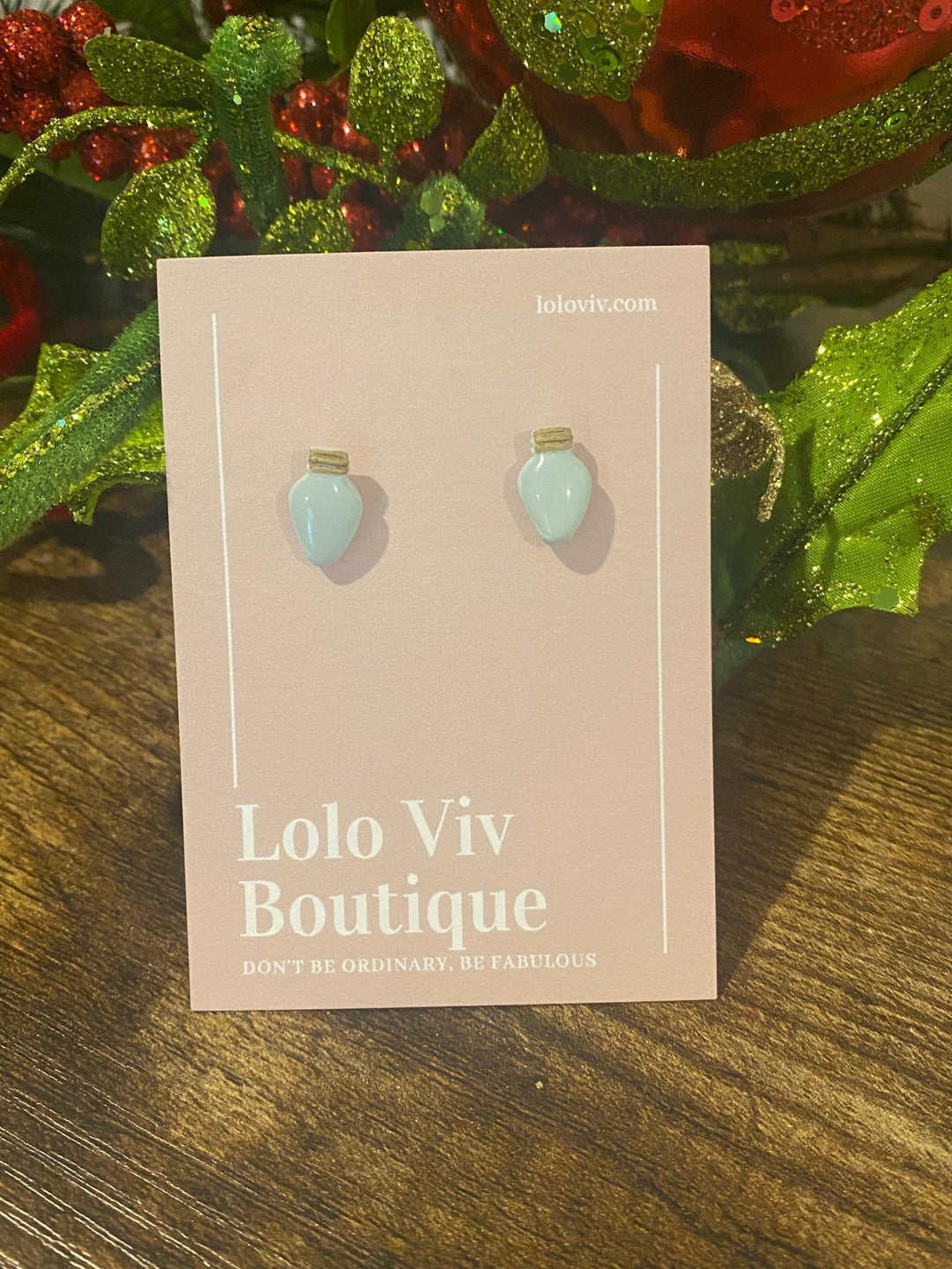 Light Blue Christmas Bulb Earrings - Lolo Viv Boutique