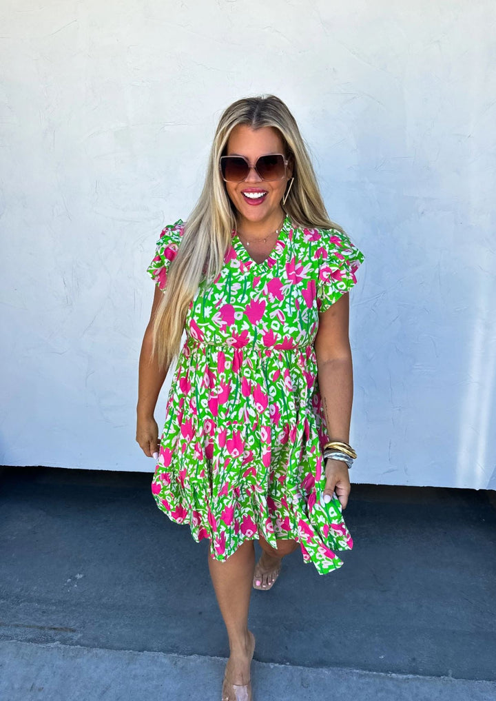 Luciana Floral Dress - Reg & Curvy - Lolo Viv Boutique