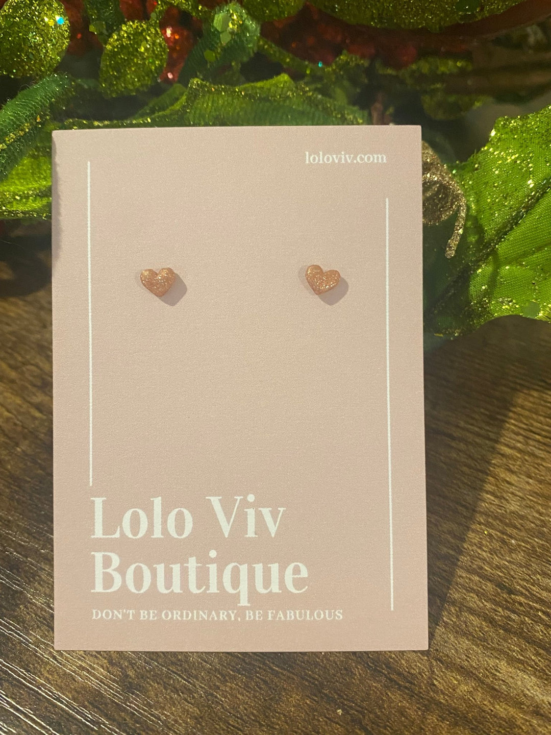 Mini Glittery Rose Gold Heart Earrings - Lolo Viv Boutique