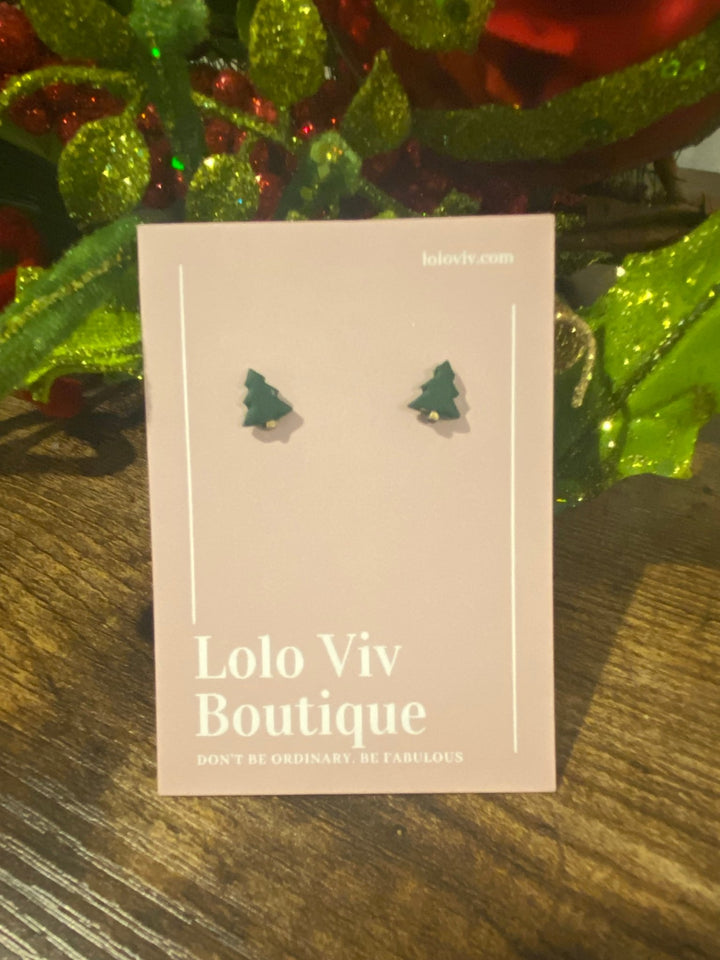 Mini Green Christmas Tree Earrings - Lolo Viv Boutique