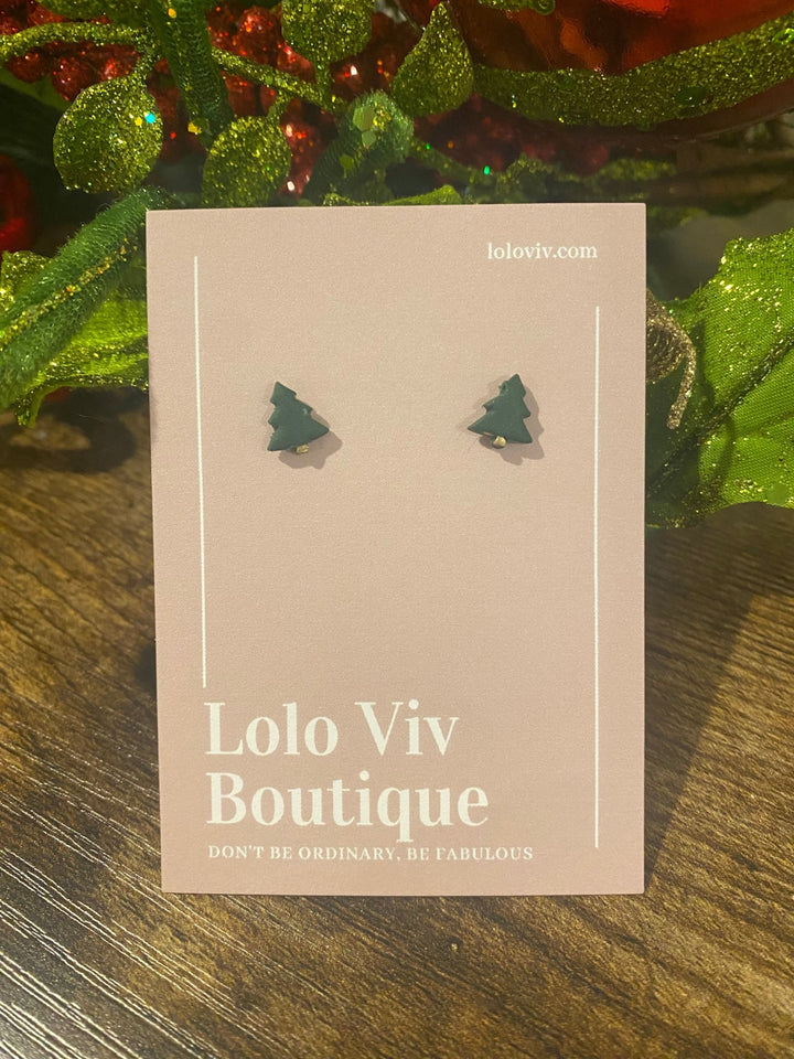 Mini Green Christmas Tree Earrings - Lolo Viv Boutique